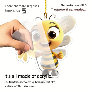 Planet Gates cute bee 1 Piece Cute Bee 2D Flat Acrylic Pendant, Car Rearview Mirror Decorative Pendant, Bag And Key Chain Accessories