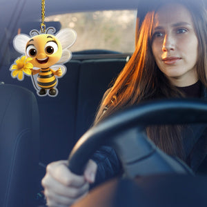 Planet Gates cute bee 1 Piece Cute Bee 2D Flat Acrylic Pendant, Car Rearview Mirror Decorative Pendant, Bag And Key Chain Accessories