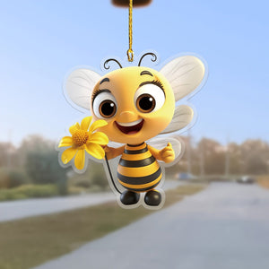 Planet Gates cute bee 1 Piece Cute Bee 2D Flat Acrylic Pendant, Car Rearview Mirror Decorative Pendant, Bag And Key Chain Accessories