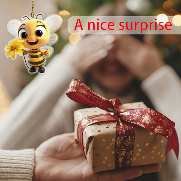 Planet Gates cute bee 1 Piece Cute Bee 2D Flat Acrylic Pendant, Car Rearview Mirror Decorative Pendant, Bag And Key Chain Accessories