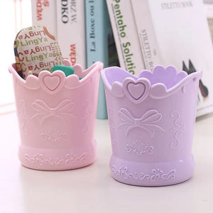 Planet Gates Cute Bow Pen Holder Candy Color Kawaii Pink Pencil Organizer Box Stand Container Office School Supplies Kitchen Jars