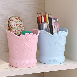 Planet Gates Cute Bow Pen Holder Candy Color Kawaii Pink Pencil Organizer Box Stand Container Office School Supplies Kitchen Jars