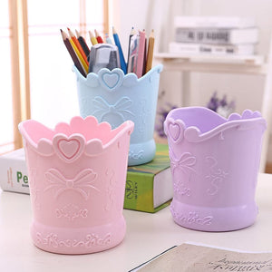 Planet Gates Cute Bow Pen Holder Candy Color Kawaii Pink Pencil Organizer Box Stand Container Office School Supplies Kitchen Jars