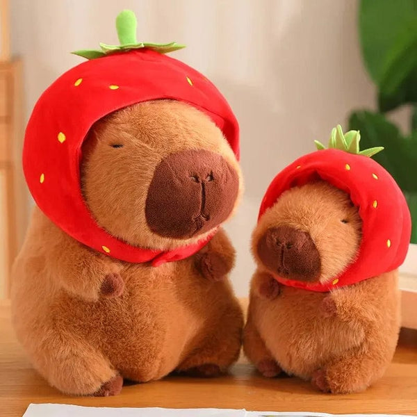 Planet Gates Cute Capybara Plush Toy Kawaii Fluffy Capybara With Turtle Bag Strawberry Cap Stuffed Animals Kids Gift Home Decoration