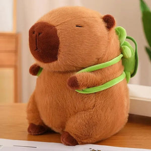 Planet Gates Cute Capybara Plush Toy Kawaii Fluffy Capybara With Turtle Bag Strawberry Cap Stuffed Animals Kids Gift Home Decoration