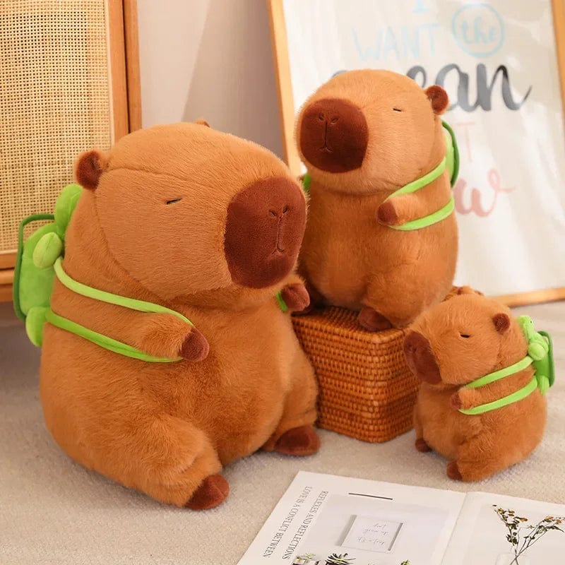 Planet Gates Cute Capybara Plush Toy Stuffed Animals Capybara with Turtle Backpack Soft Doll Kids Toys Birthday Christmas Gift