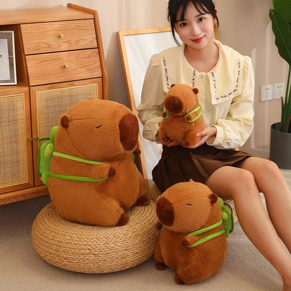 Planet Gates Cute Capybara Plush Toy Stuffed Animals Capybara with Turtle Backpack Soft Doll Kids Toys Birthday Christmas Gift
