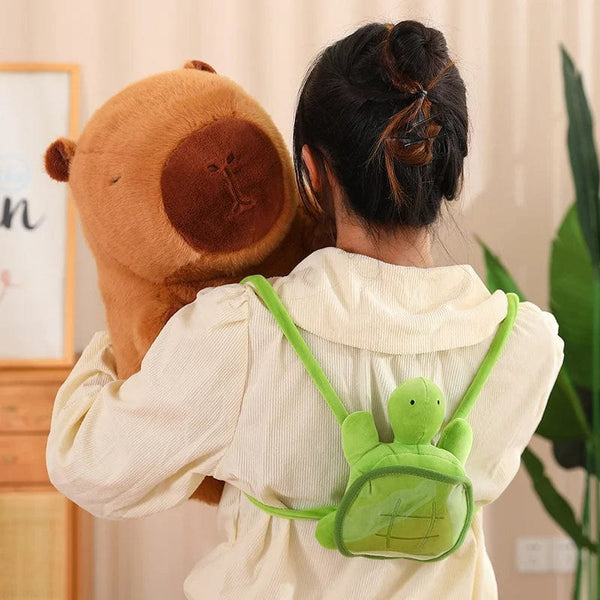 Planet Gates Cute Capybara Plush Toy Stuffed Animals Capybara with Turtle Backpack Soft Doll Kids Toys Birthday Christmas Gift