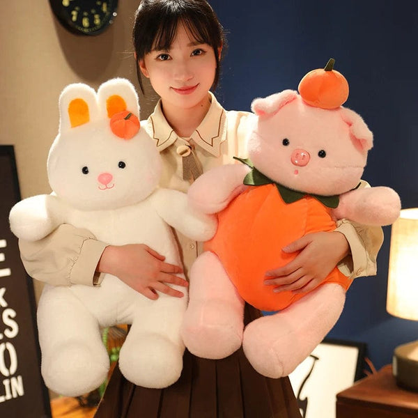 Planet Gates Cute Cartoon Holiday Plush Toy Pumpkin Bear Rabbit Pig Chick Doll Pillow Accompanies Decompression Toy Birthday Halloween Gift