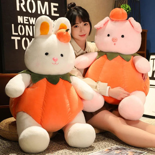 Planet Gates Cute Cartoon Holiday Plush Toy Pumpkin Bear Rabbit Pig Chick Doll Pillow Accompanies Decompression Toy Birthday Halloween Gift