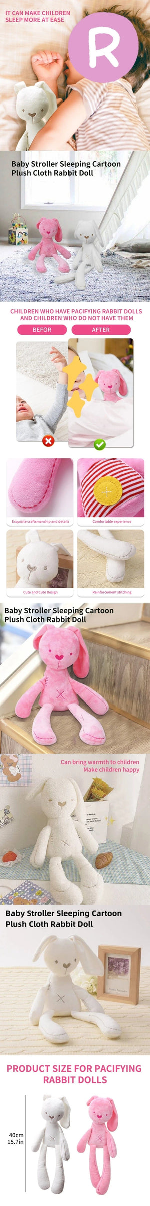 Planet Gates Cute Cartoon Plush Cloth Rabbit Doll Kids Toys Birthday Gift Baby Stroller Sleeping Partners Crib Tent Decor Ornaments