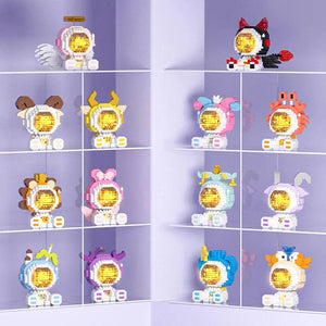 Planet Gates Cute Demon Twelve Constellations Astronaut Building Blocks Pisces Capricornus Model Sagittarius Mini Brick Libra Toys For Gift
