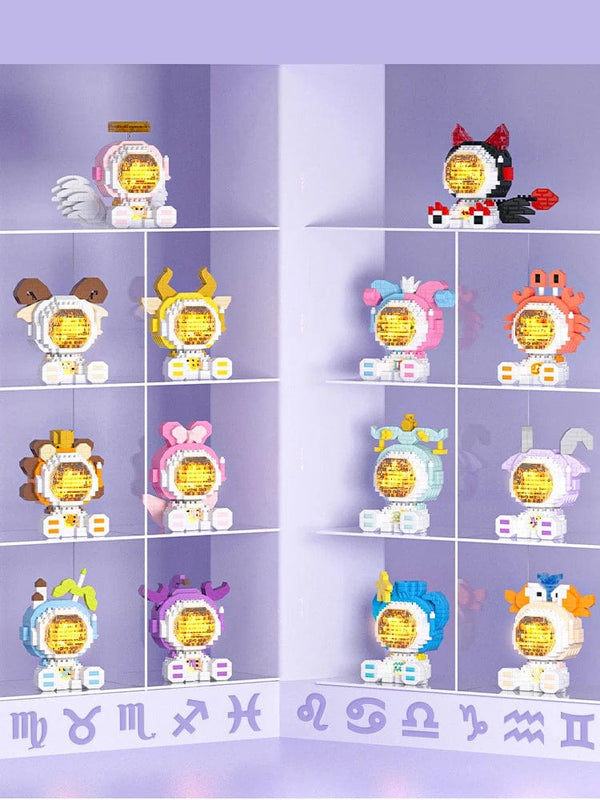 Planet Gates Cute Demon Twelve Constellations Astronaut Building Blocks Pisces Capricornus Model Sagittarius Mini Brick Libra Toys For Gift