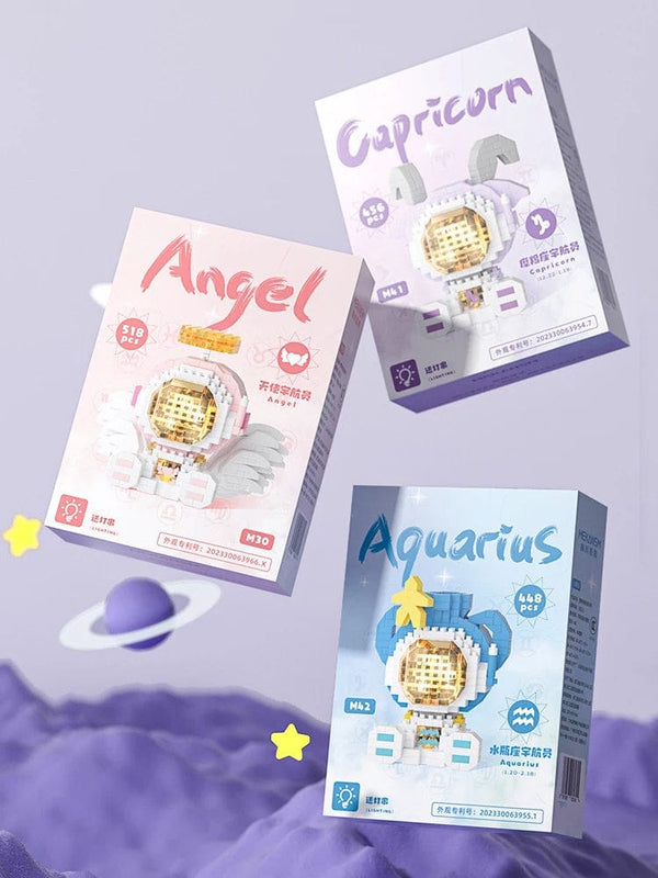 Planet Gates Cute Demon Twelve Constellations Astronaut Building Blocks Pisces Capricornus Model Sagittarius Mini Brick Libra Toys For Gift