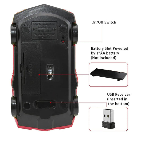 Planet Gates Cute Ergonomic Wireless Mouse Car 3D 1600DPI Mini Gamer Mice USB Optical Computer Gaming Mause For PC Laptop Kid Child Gift