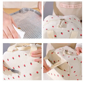 Planet Gates Cute Floral Printed Food Handbags Portable Thermal Lunch Bag Durable Waterproof Office Cooler Ice Insulated Case Camping Ins Bag
