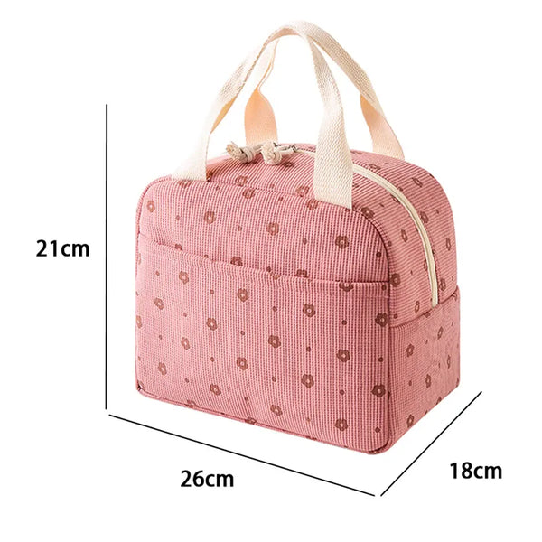 Planet Gates Cute Floral Printed Food Handbags Portable Thermal Lunch Bag Durable Waterproof Office Cooler Ice Insulated Case Camping Ins Bag