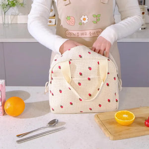 Planet Gates Cute Floral Printed Food Handbags Portable Thermal Lunch Bag Durable Waterproof Office Cooler Ice Insulated Case Camping Ins Bag