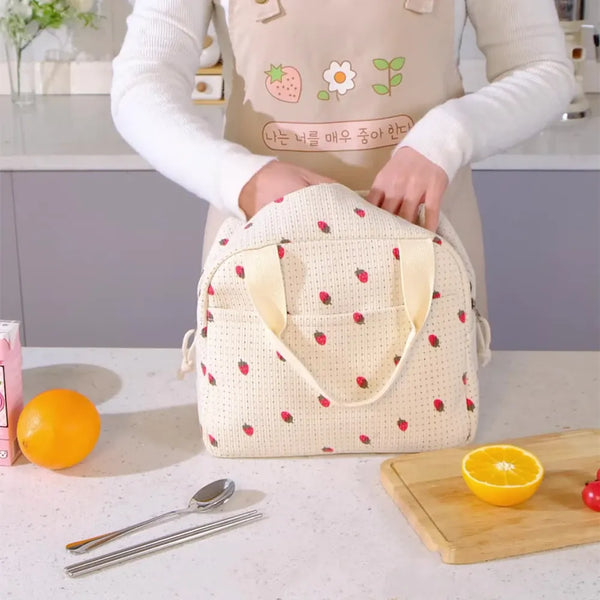 Planet Gates Cute Floral Printed Food Handbags Portable Thermal Lunch Bag Durable Waterproof Office Cooler Ice Insulated Case Camping Ins Bag