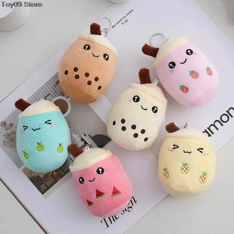 Planet Gates Cute Fruit Milk Bubble Tea Plush Pillow Kawaii Soft Stuffed Plushies Toy with Suction Tube Keychain Backpack Pendant Toys Gifts