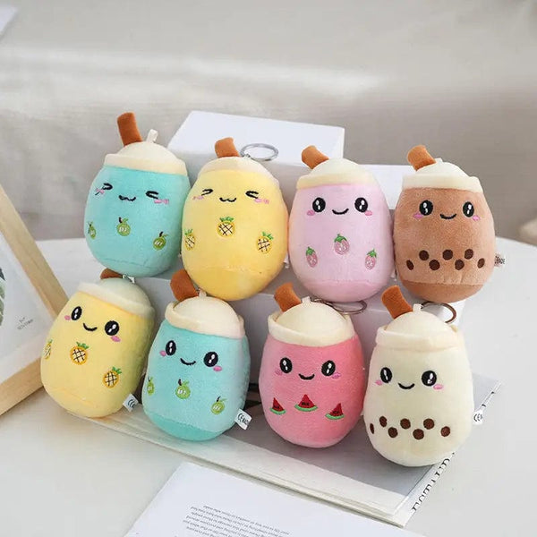 Planet Gates Cute Fruit Milk Bubble Tea Plush Pillow Kawaii Soft Stuffed Plushies Toy with Suction Tube Keychain Backpack Pendant Toys Gifts