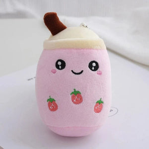 Planet Gates Cute Fruit Milk Bubble Tea Plush Pillow Kawaii Soft Stuffed Plushies Toy with Suction Tube Keychain Backpack Pendant Toys Gifts