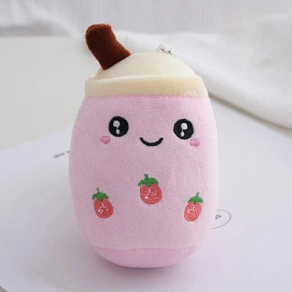 Planet Gates Cute Fruit Milk Bubble Tea Plush Pillow Kawaii Soft Stuffed Plushies Toy with Suction Tube Keychain Backpack Pendant Toys Gifts