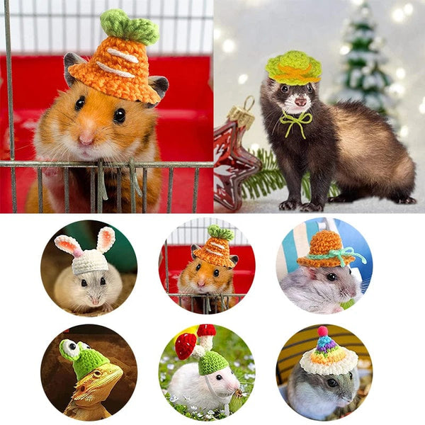 Planet Gates Cute Handmade Knitted Hat Hamster Decoration Chipmunk Guinea Pig Hamster Accessories Hamster Toy Hamster Supplies Small Pet Hat