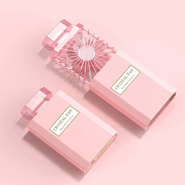 Planet Gates Cute Mini Portable Fan Rechargeable Fan Portable Crystal Fan Handy Fan Pocket Size Low Noise Small Electric Fan Air Cooler