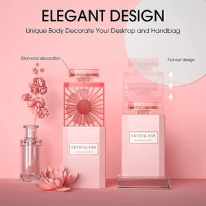 Planet Gates Cute Mini Portable Fan Rechargeable Fan Portable Crystal Fan Handy Fan Pocket Size Low Noise Small Electric Fan Air Cooler