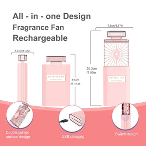 Planet Gates Cute Mini Portable Fan Rechargeable Fan Portable Crystal Fan Handy Fan Pocket Size Low Noise Small Electric Fan Air Cooler