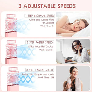 Planet Gates Cute Mini Portable Fan Rechargeable Fan Portable Crystal Fan Handy Fan Pocket Size Low Noise Small Electric Fan Air Cooler