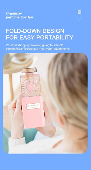 Planet Gates Cute Mini Portable Fan Rechargeable Fan Portable Crystal Fan Handy Fan Pocket Size Low Noise Small Electric Fan Air Cooler