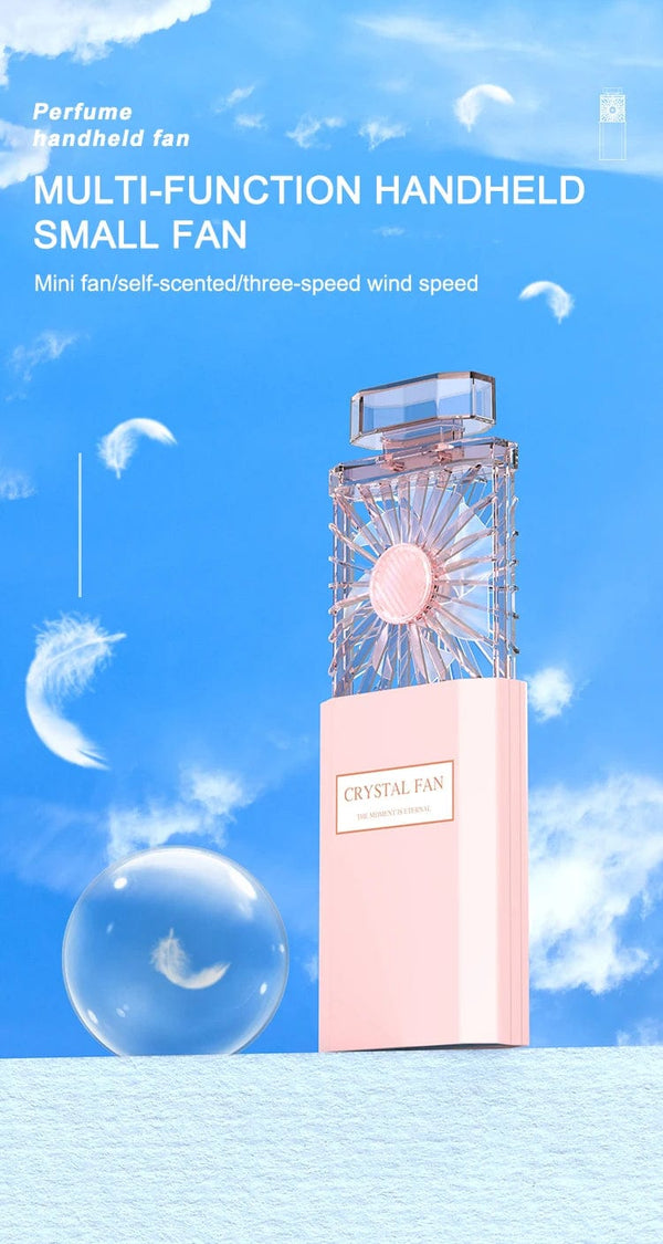 Planet Gates Cute Mini Portable Fan Rechargeable Fan Portable Crystal Fan Handy Fan Pocket Size Low Noise Small Electric Fan Air Cooler