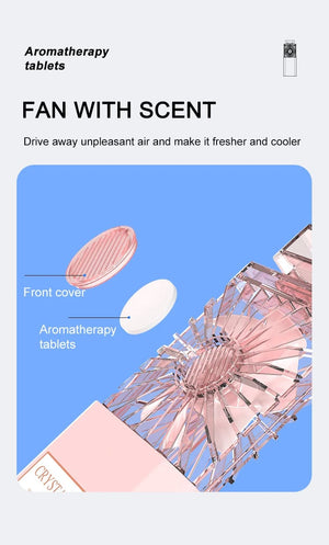 Planet Gates Cute Mini Portable Fan Rechargeable Fan Portable Crystal Fan Handy Fan Pocket Size Low Noise Small Electric Fan Air Cooler