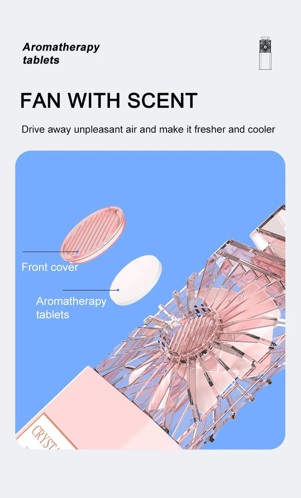 Planet Gates Cute Mini Portable Fan Rechargeable Fan Portable Crystal Fan Handy Fan Pocket Size Low Noise Small Electric Fan Air Cooler