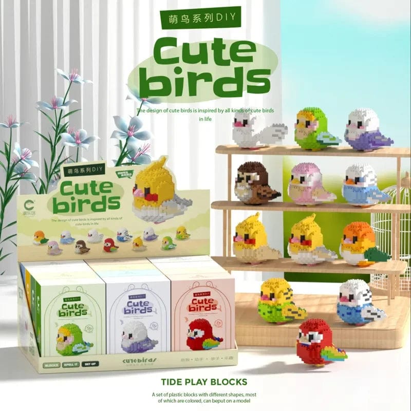 Planet Gates Cute Parrot Birds Micro Building Blocks Cockatiel Budgerigar DIY Assembled Pigeon Macaw 3D Model Mini Brick Figure Toys For Kids