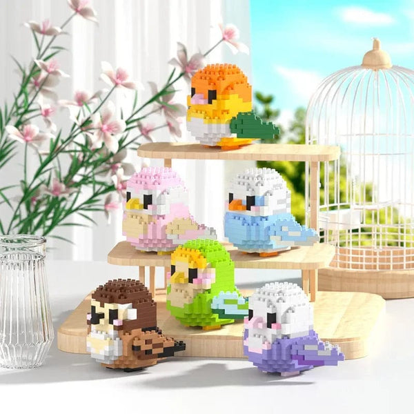 Planet Gates Cute Parrot Birds Micro Building Blocks Cockatiel Budgerigar DIY Assembled Pigeon Macaw 3D Model Mini Brick Figure Toys For Kids