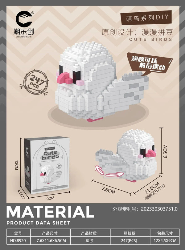 Planet Gates Cute Parrot Birds Micro Building Blocks Cockatiel Budgerigar DIY Assembled Pigeon Macaw 3D Model Mini Brick Figure Toys For Kids