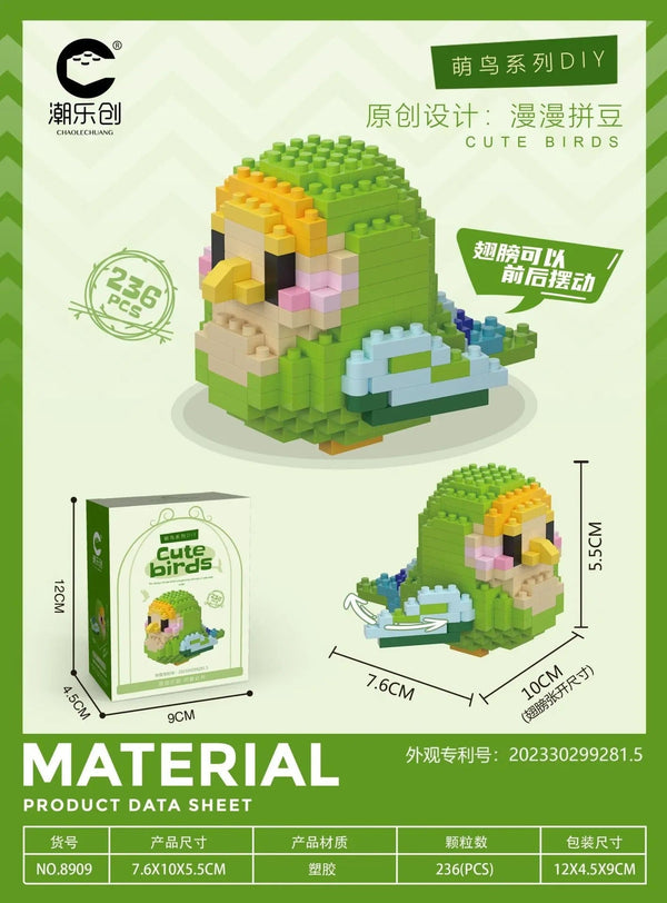 Planet Gates Cute Parrot Birds Micro Building Blocks Cockatiel Budgerigar DIY Assembled Pigeon Macaw 3D Model Mini Brick Figure Toys For Kids