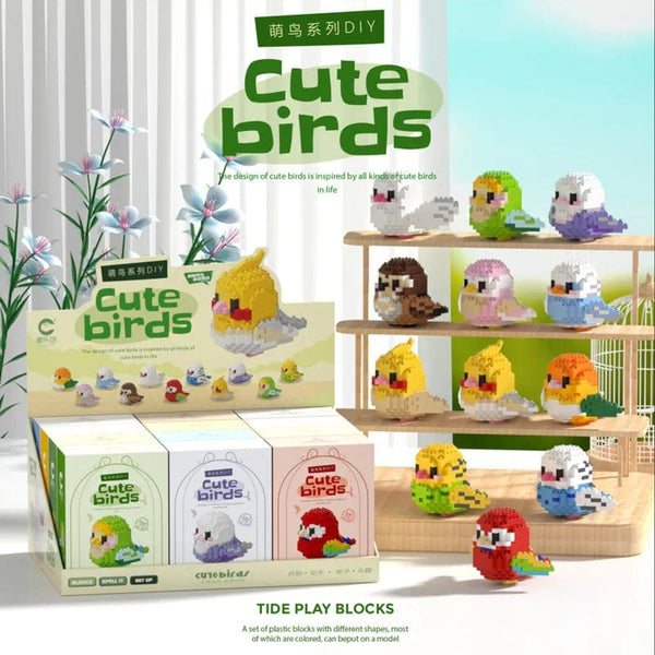 Planet Gates Cute Parrot Birds Micro Building Blocks Cockatiel Budgerigar DIY Assembled Pigeon Macaw 3D Model Mini Brick Figure Toys For Kids