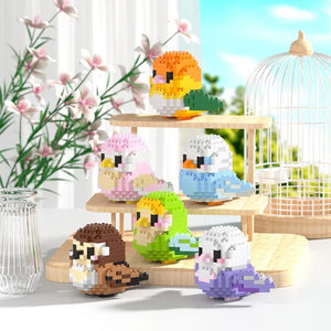 Planet Gates Cute Parrot Birds Micro Building Blocks Cockatiel Budgerigar DIY Assembled Pigeon Macaw 3D Model Mini Brick Figure Toys For Kids