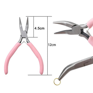 Planet Gates Cute Pink Color Handle Anti-slip Splicing and Fixing Jewelry Pliers Tools & Equipment Kit for DIY Jewelery Making Needlework