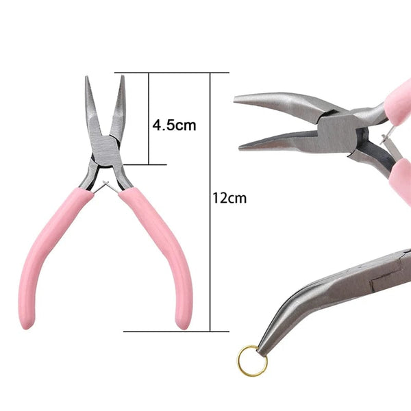 Planet Gates Cute Pink Color Handle Anti-slip Splicing and Fixing Jewelry Pliers Tools & Equipment Kit for DIY Jewelery Making Needlework