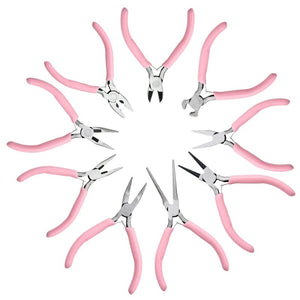 Planet Gates Cute Pink Color Handle Anti-slip Splicing and Fixing Jewelry Pliers Tools & Equipment Kit for DIY Jewelery Making Needlework