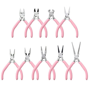 Planet Gates Cute Pink Color Handle Anti-slip Splicing and Fixing Jewelry Pliers Tools & Equipment Kit for DIY Jewelery Making Needlework