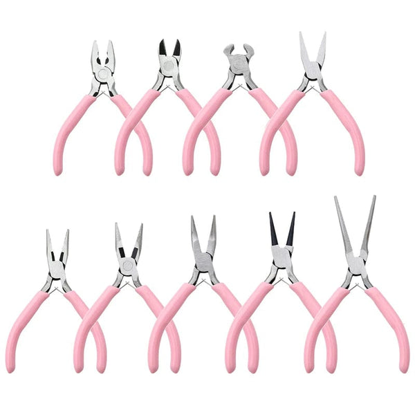 Planet Gates Cute Pink Color Handle Anti-slip Splicing and Fixing Jewelry Pliers Tools & Equipment Kit for DIY Jewelery Making Needlework