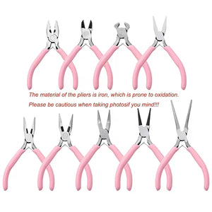 Planet Gates Cute Pink Color Handle Anti-slip Splicing and Fixing Jewelry Pliers Tools & Equipment Kit for DIY Jewelery Making Needlework