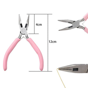 Planet Gates Cute Pink Color Handle Anti-slip Splicing and Fixing Jewelry Pliers Tools & Equipment Kit for DIY Jewelery Making Needlework