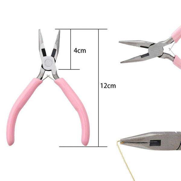 Planet Gates Cute Pink Color Handle Anti-slip Splicing and Fixing Jewelry Pliers Tools & Equipment Kit for DIY Jewelery Making Needlework